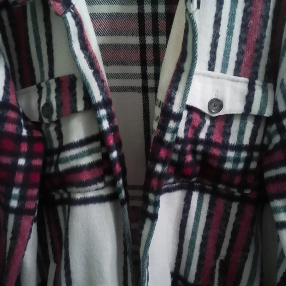 Natural Reflections Plaid Teddy Jacket/ Flannel Shacket in Red, Black, and White